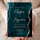Search for teal blue and silver wedding invitations Elegant