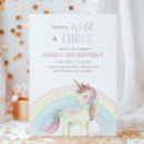 Search for unicorn 3rd birthday invitations Young wild and three