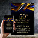 Search for blue and gold 50th birthday invitations Abstract