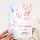 Search for bears gender reveal invitations Teddy bear