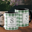Search for green and white gingham pattern mugs Rustic