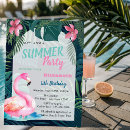 Search for pink flamingo birthday invitations Palm leaves