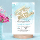Search for watercolor sweet 16 invitations Gold
