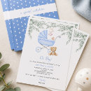 Recherche de douche de bébé de poussette invitations Bleu
