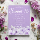 Search for violet sweet 16 invitations Lavender