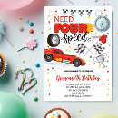 Search for red car birthday invitations Fast one party
