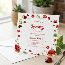 Search for pink ladybug square invitations Red