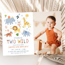 Search for safari animals 2nd birthday invitations Modern