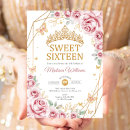 Search for pink and gold sweet 16 invitations For her
