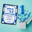 Search for one happy dude birthday invitations Blue