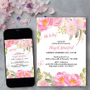 Search for gold baby shower invitations Watercolor flowers