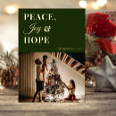 Search for peace joy and hope holiday cards Green