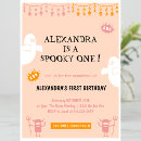 Search for spooky one birthday invitations Pink and orange
