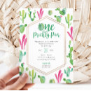 Search for cactus 1st birthday invitations Pink
