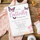 Search for a little butterfly is on the way baby shower invitations Flower