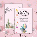 Search for jungle animals 1st birthday invitations Girl