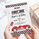 Search for red 1st birthday invitations Race car