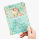 Search for teal blue bridal shower invitations Vintage