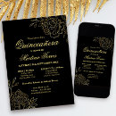 Search for black quinceanera invitations Black and gold