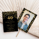 Recherche de adult 40ans anniversaire invitations Noir et or