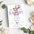 Search for purple teddy bear baby shower invitations Lavender