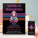 Search for player birthday invitations Gamer girl gamer boy
