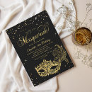 Search for adult masquerade party invitations Black and gold