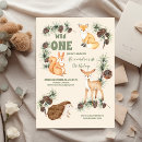Search for wild one woodland birthday invitations Forest animals