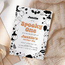 Search for the spooky one birthday invitations Orange and black