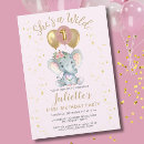 Search for pink elephant birthday invitations Wild one