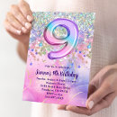Search for pink 9th birthday invitations Glitter sparkle