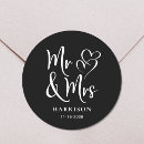 Search for bride and groom round stickers mr and mrs