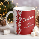 Search for red white christmas mugs Handwritten script