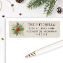 Search for holly leaf return address labels Red and green