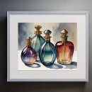Recherche de bouteille de parfum posters Bleu