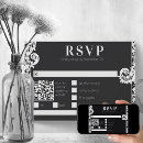 Recherche de rsvp de damassé invitations Noir et blanc