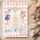 Search for mad hatter birthday invitations Teacups teapot cupcakes rabbit
