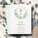 Search for greenery gold cross christening invitations Gender neutral