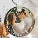 Search for name and wedding date keychains Newlyweds