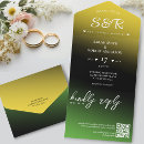 Search for black green gold wedding invitations Qr code