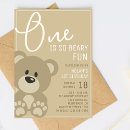 Search for beary 1st birthday invitations Modern