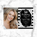 Search for silver black white 50th birthday invitations Glitter