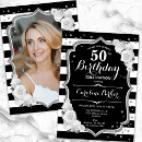 Search for silver black white 50th birthday invitations Elegant