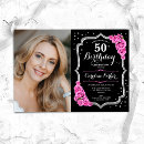 Search for pink and black 50th birthday invitations Floral