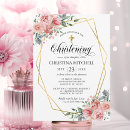 Search for pink and gold christening invitations Floral