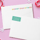 Search for red and yellow return address labels Merry christmas