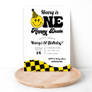 Search for one happy dude 1st birthday invitations Yellow