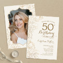 Search for ivory and gold 50th birthday invitations For her