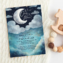 Search for blue and silver baby shower invitations Over the moon