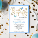 Search for blue glitter baby shower invitations Butterfly